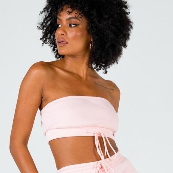 Princess Polly Pink Drawstring Strapless Bandeau Crop Top - Picture 4 of 5